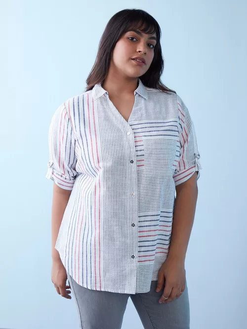 White striped shirt side pattern 01