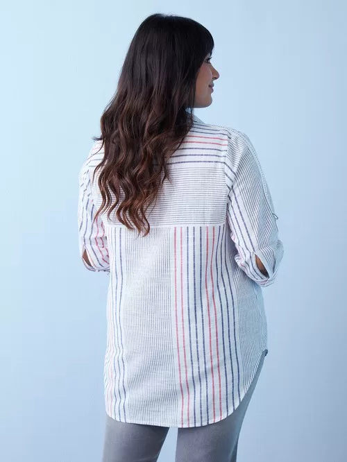 White striped shirt side pattern 02