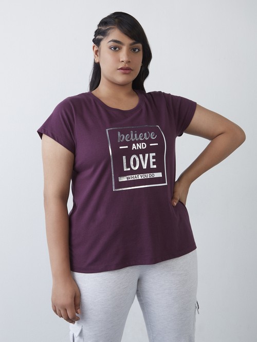 Purple Pprinted T-Shirt With Short Sleeves Sassy Soda01