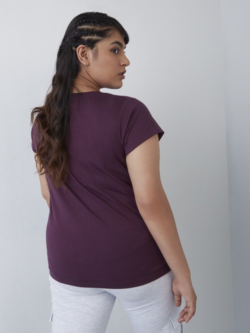 Purple Pprinted T-Shirt With Short Sleeves Sassy Soda02