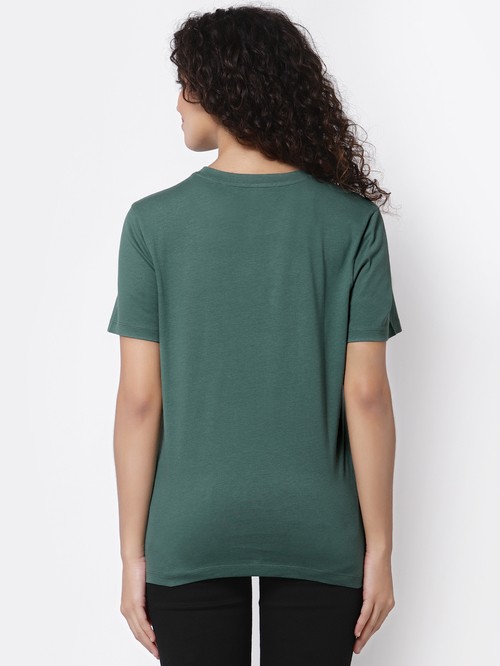 Green printed T-shirt with short sleeves of Mode 02