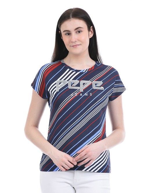 Striped Multicolored Striped T-Shirt With Short Sleeves Pe Pe01