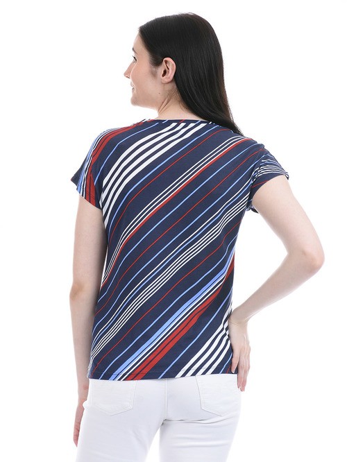 Striped Multicolored Striped T-Shirt With Short Sleeves Pe Pe02
