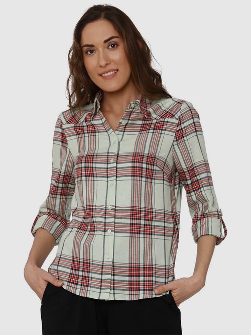 Vero Moda cotton checkered shirt for women, model Wsh-1003