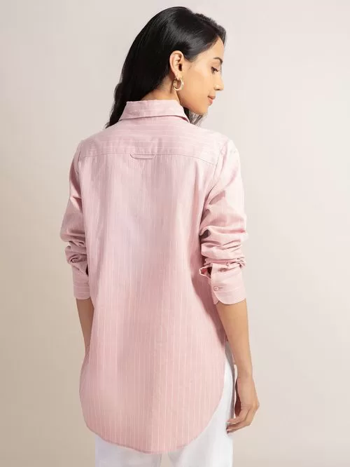 Pink striped women's shirt model Wsh-1018