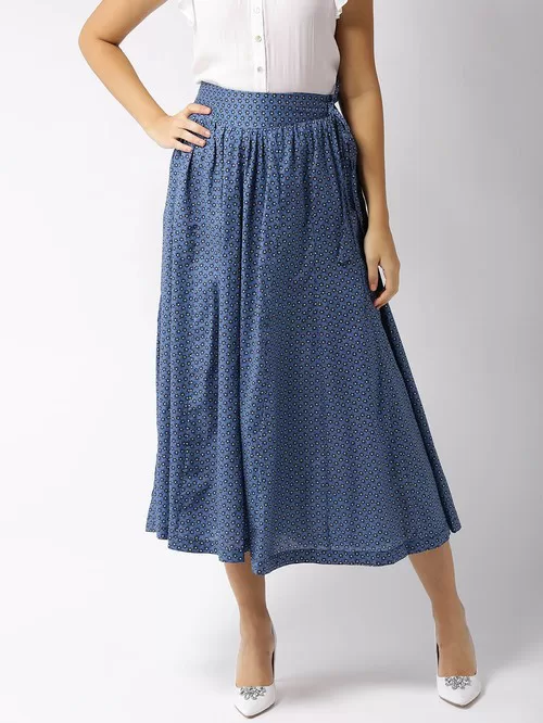 Sera blue patterned skirt