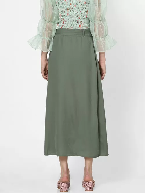 Forever khaki color skirt with slits2