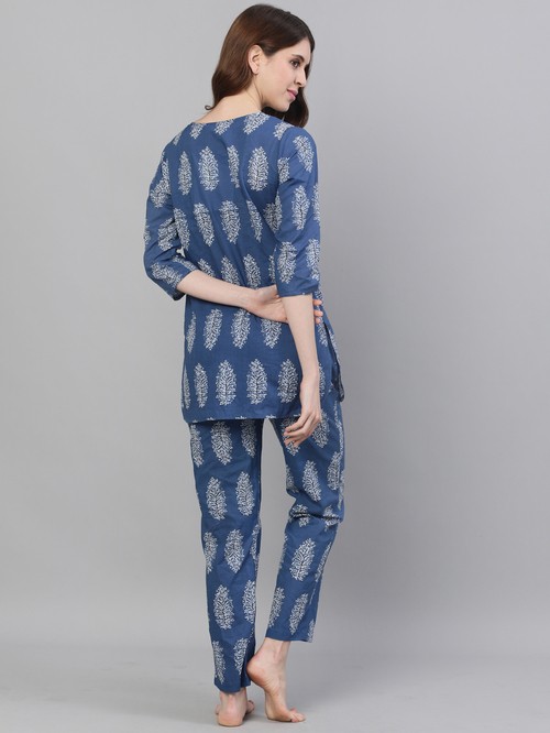 Jaipur blue patterned casual dress2