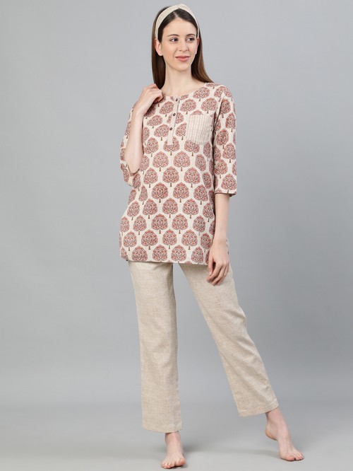 Jaipur beige pants blouse1