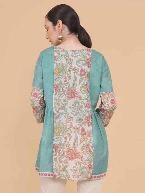 soch turquoise floral print tunic02