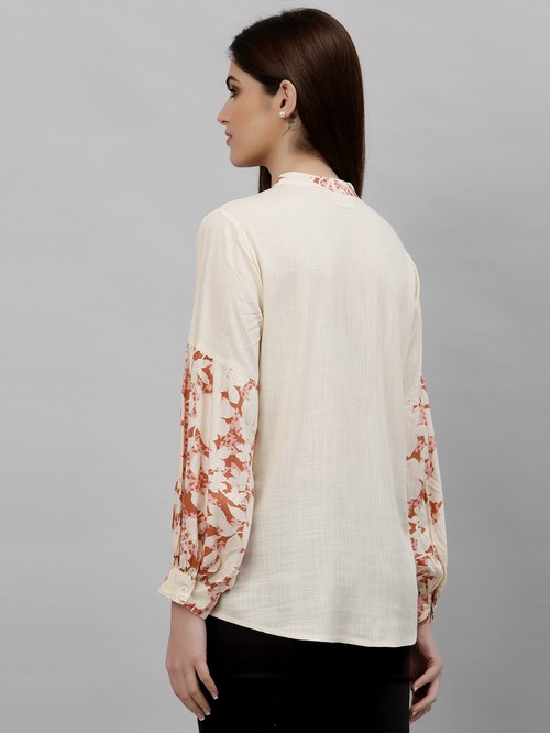 Mode by red long sleeve beige blouse2