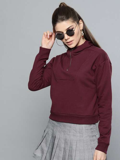 Harpa burgundy zippered sweatshirt001
