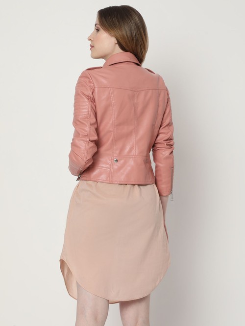 Veromoda pink leather jacket2