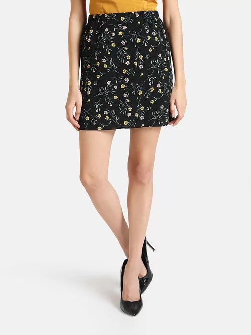 Kazo floral black skirt1