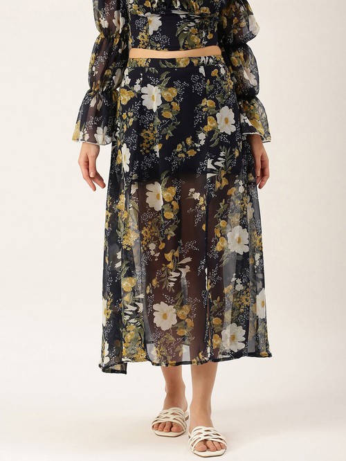 Anvi's floral color vermilion skirt1