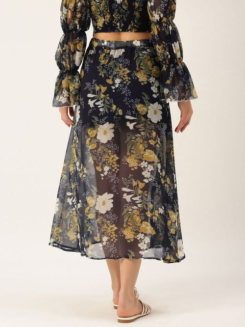 Anvi's floral color vermilion skirt2