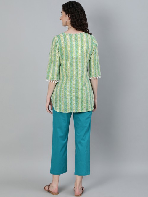 Jaipur green blue pants blouse2