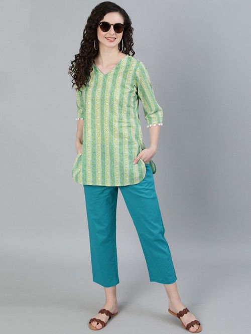 Jaipur green blue pants blouse3