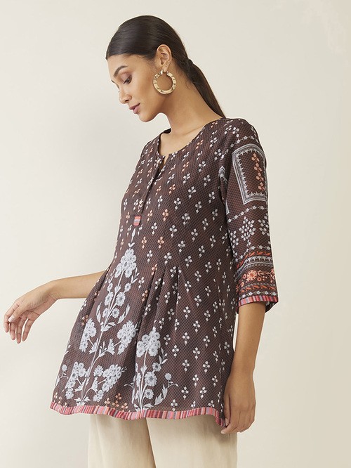 Brown floral tunic of Soch 01