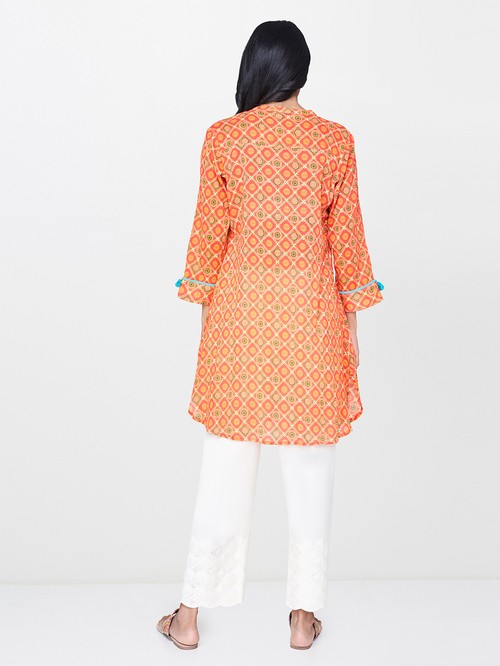 Global Desi patterned orange tunic02